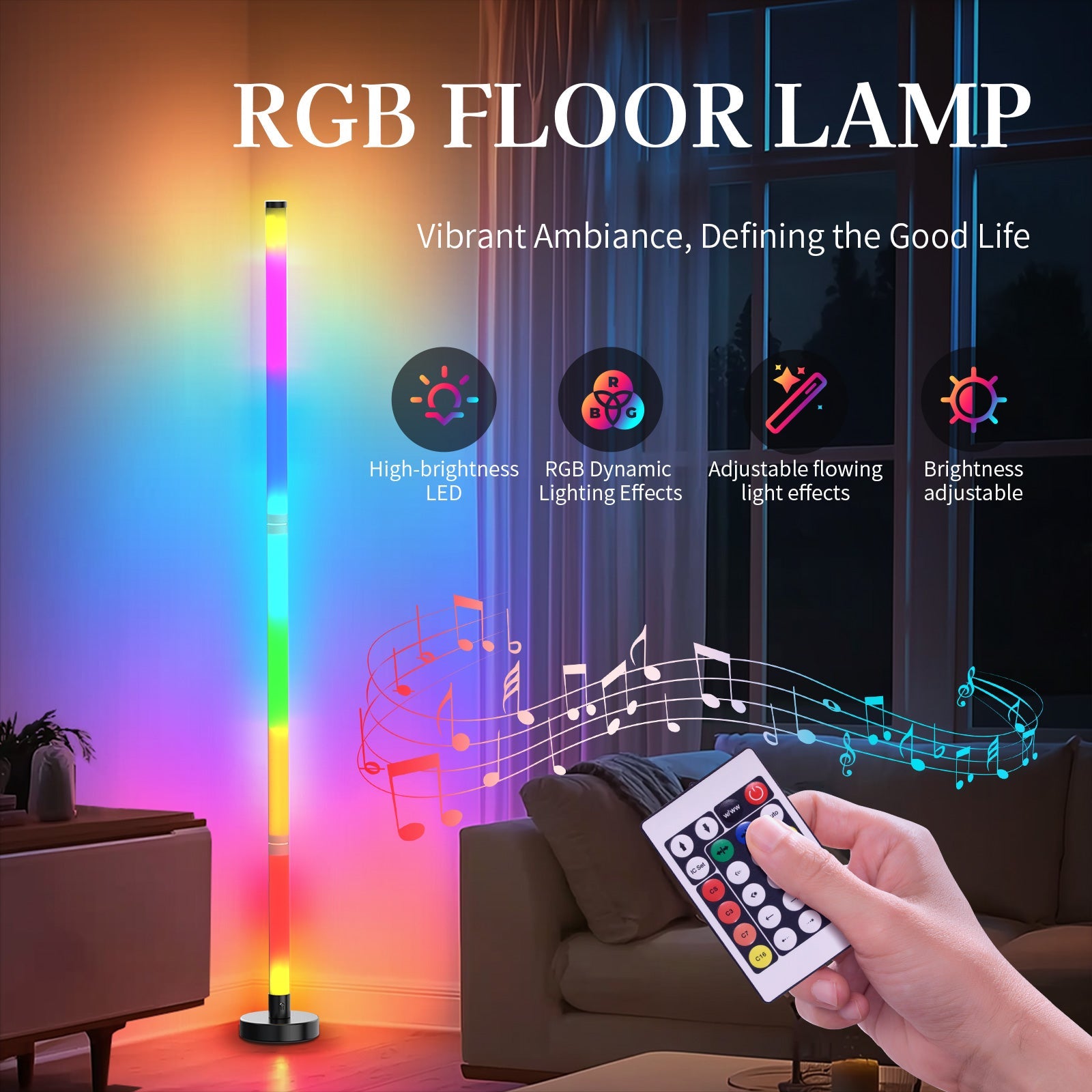 Smart RGB Corner Lamp with Remote & Music Sync