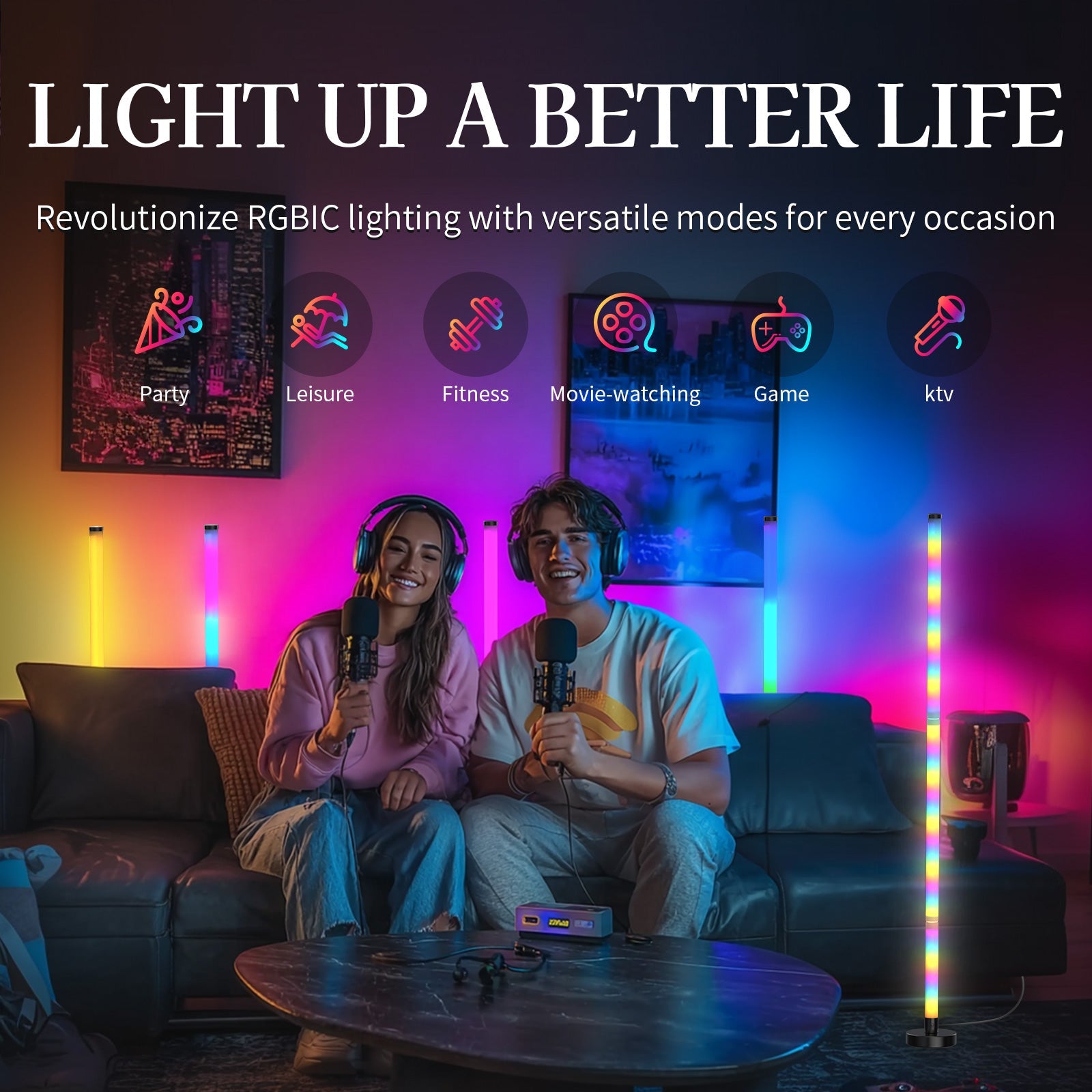 Smart RGB Corner Lamp with Remote & Music Sync